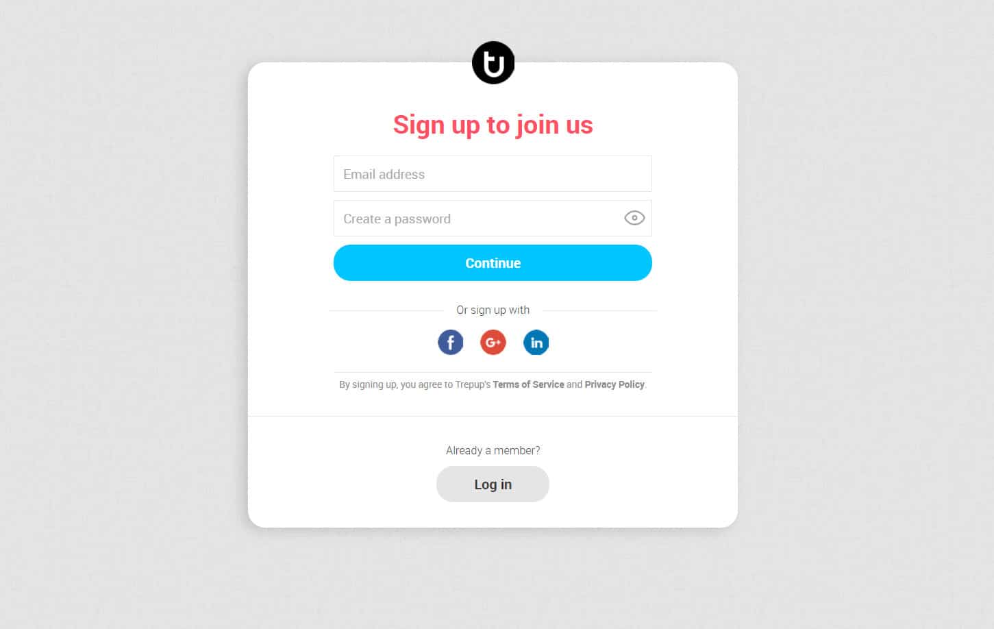 Signup lead page